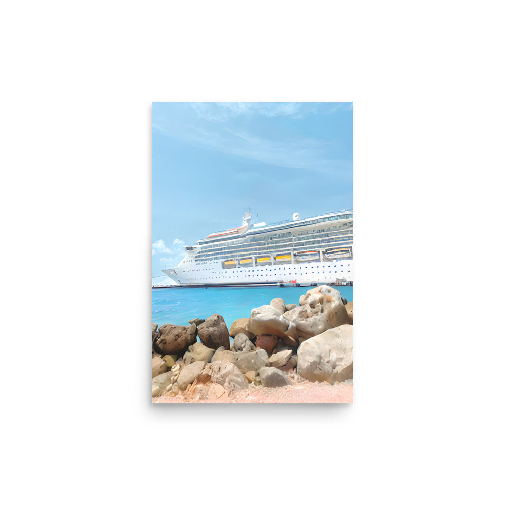 Cruise Ship Docked at Port Poster
