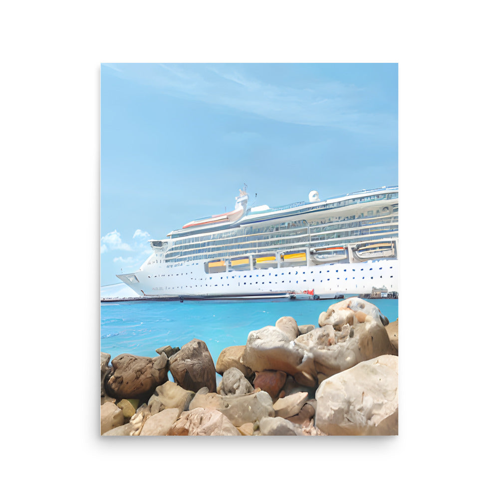 Cruise Ship Docked at Port Poster