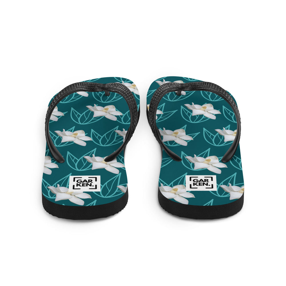 Aqua Blossom Flip-Flops