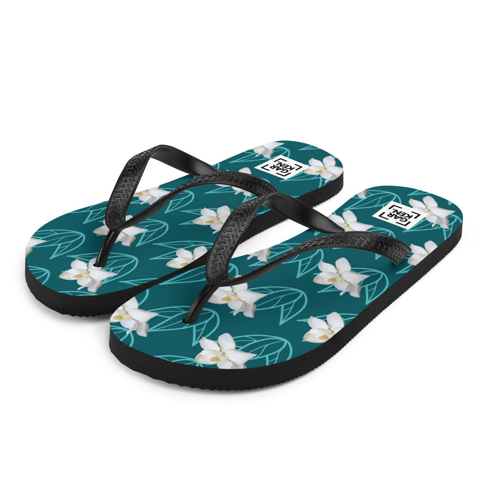 Aqua Blossom Flip-Flops