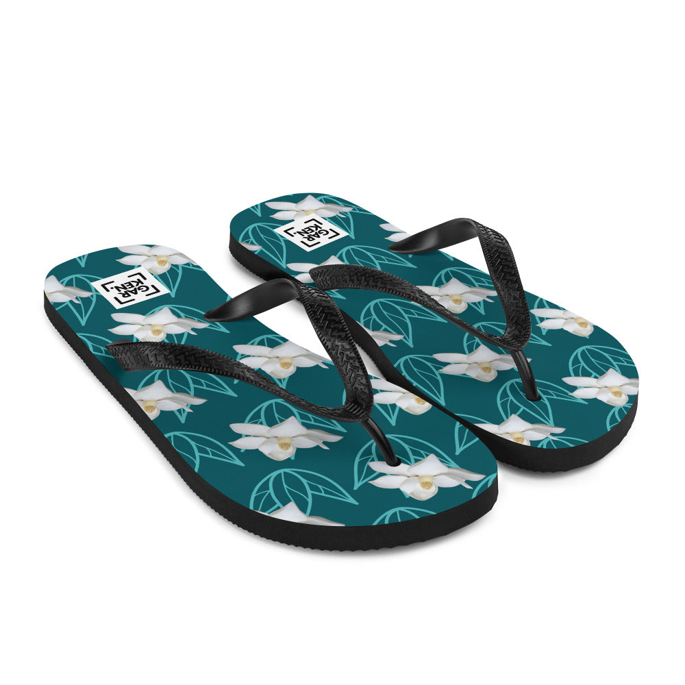 Aqua Blossom Flip-Flops