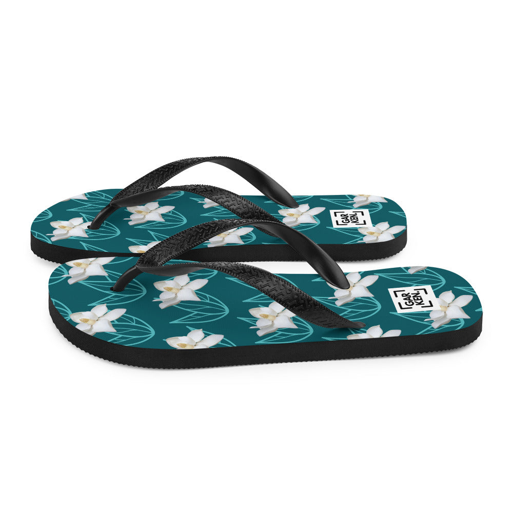 Aqua Blossom Flip-Flops
