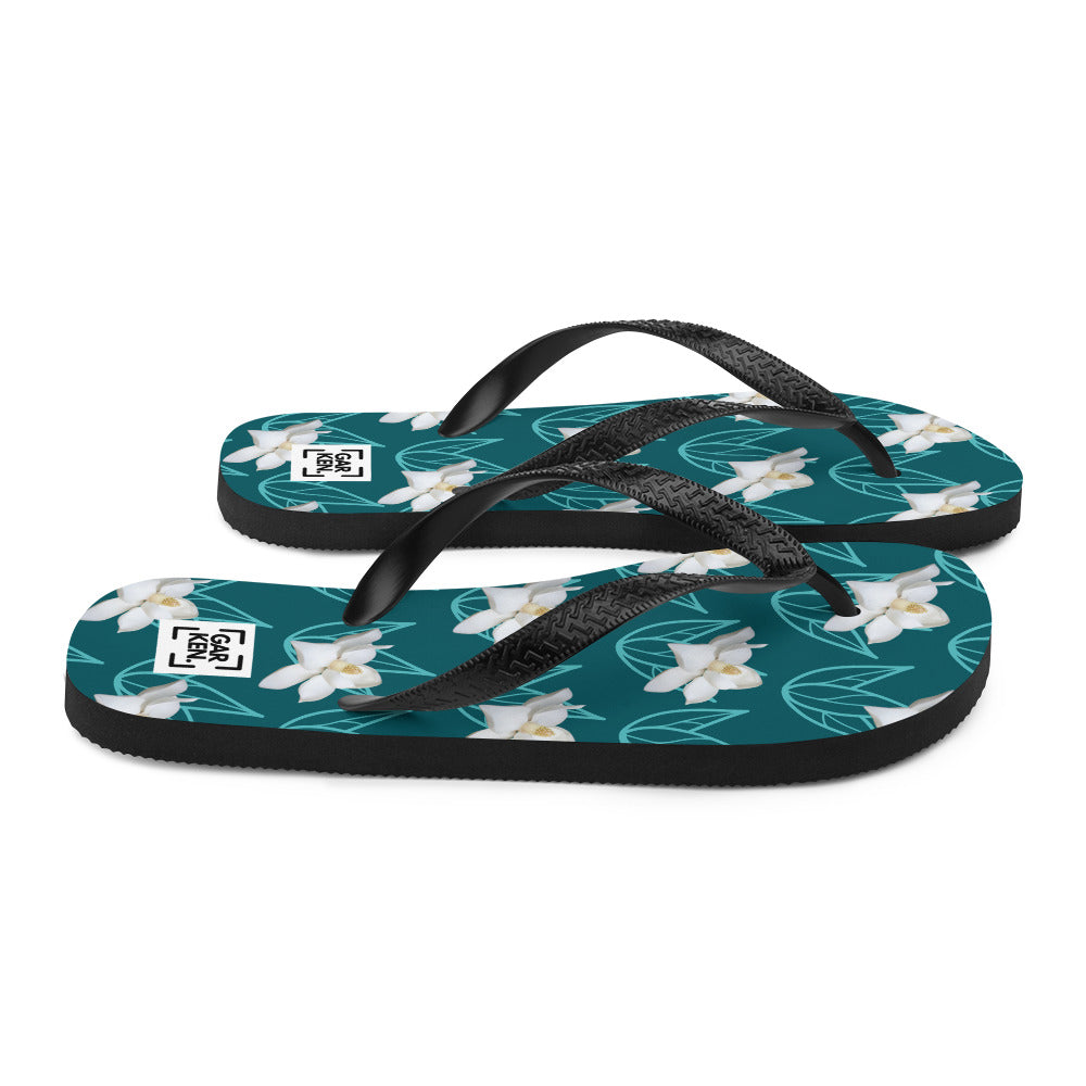 Aqua Blossom Flip-Flops