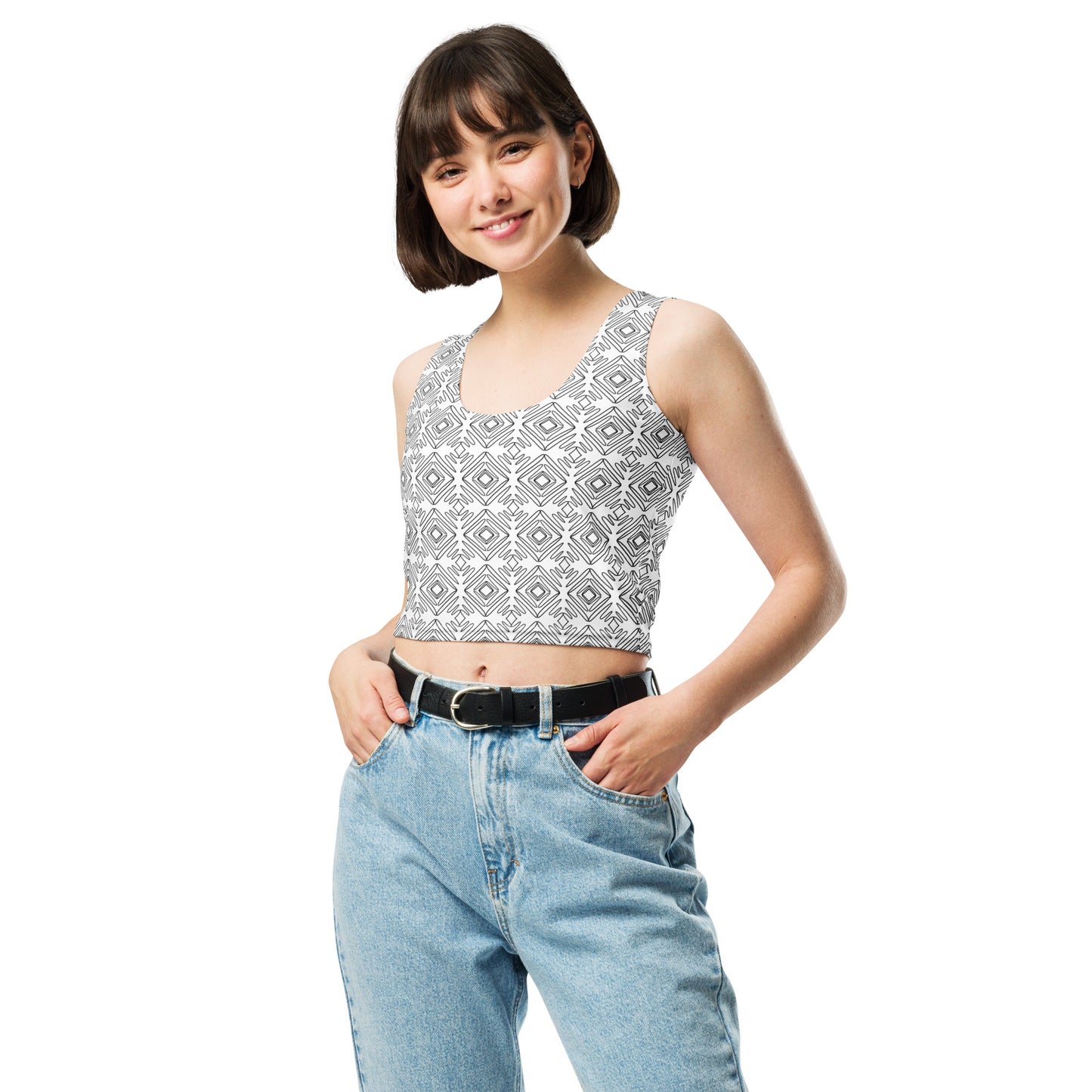 Monochrome Whimsy Crop Top