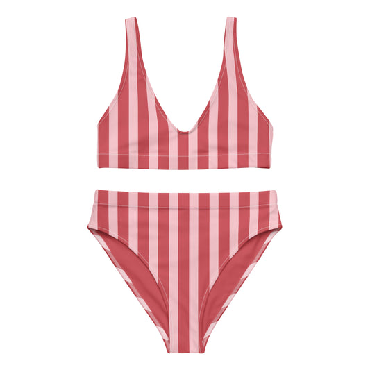 Blush Pinstripes Recycled High-Waisted Bikini