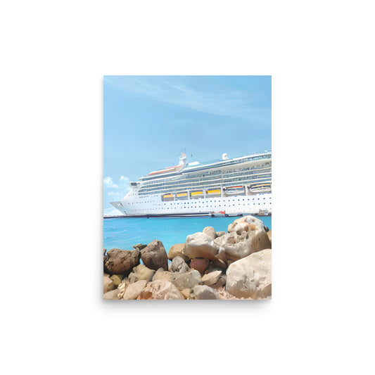 Cruise Ship Docked at Port Poster