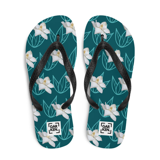 Aqua Blossom Flip-Flops